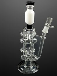 Blanc de lait avec fond noir Bong d'eau en verre Narguilé Recycler l'huile Dab Rigs Pipe pour fumer avec un joint femelle de 14 mm