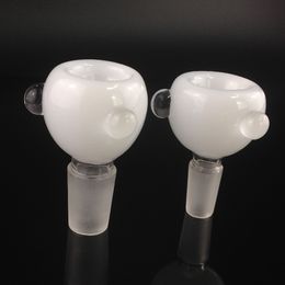 Tazón de vidrio lechoso para fumar Fabricante de tazones de color jade blanco Junta macho de 14,5 mm para tubería de agua de vástago inferior hembra