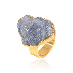Milky Way Agate Stone Ring Gold plaqué mariage Bijoux à doigt ouvert résidante pour les femmes