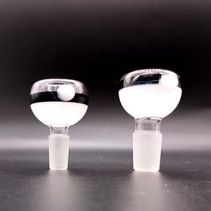 Bol rond en verre blanc laiteux pour conduites d'eau narguilés 14mm Bong Slide avec poignée Dab Rigs