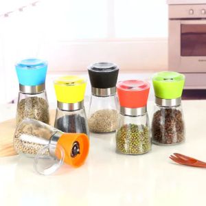 Moulin en plastique et broyeur de poivre Shaker Spice Salt Conteneur Condiment porte-pot Boutelles de broyage 0410