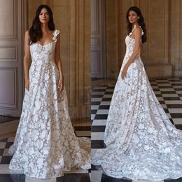 Milla Nova A Line Wedding Dress Beops Lacefull Country Wedding Jurken Lace Up Back Vestidos de Novia Sweep Train Fulllace Bridal Jurns