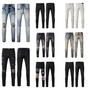 Millennial jeans ontwerper heren skinny jeans ontwerp kleur lange hippie sticker borduurwerk slanke spijkerbroeken rechte straatbroeken magere broek groothandel heren shorts 28-40