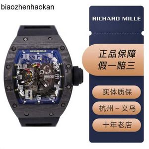 Mils Richamills Watch RM030 MENS NTPT Fibre de carbone Affichage Affichage mécanique automatique Switch Famous Luxury Limited Edition complète