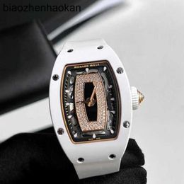 Mils Watch Richamills Watches RM Wristwatch RM0701 White Ceramic Black Lip Automatic mécanical Womens