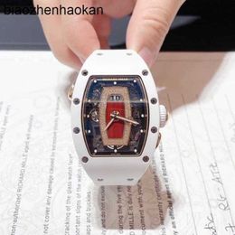 Mils Watch Richamills Watches RM Wristwatch Womens Collection 52.63x34.4 mm Calendrier mécanique automatique Calendrier blanc céramique Diamond RM037 Red Lips