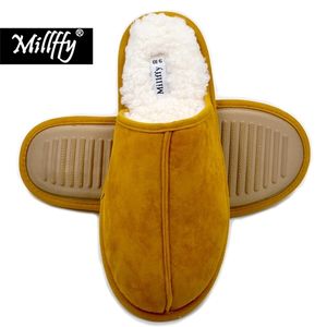 Millffy Big Cashmere Pantoufles confortables Femmes Confort Pantoufles en mousse à mémoire de forme Fuzzy Peluche Slip-on House Chaussures Scuff Fluff Pantoufles Y200107