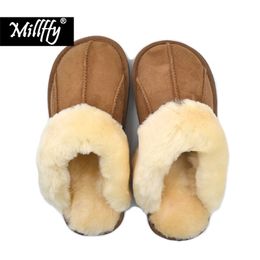 Millffy Sheepskin Home Slippers Man Slipper Zomer Fashion Koreaanse indoor airconditioning slippers Y200106