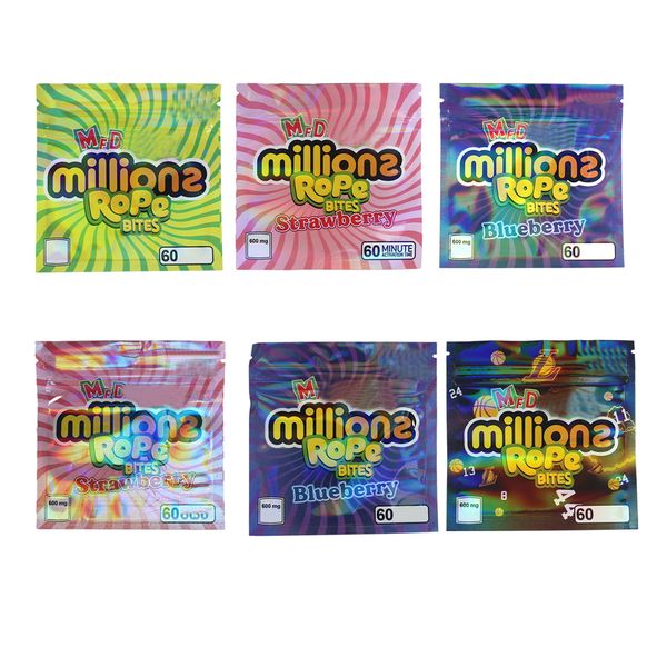 Millions Bites Bites 600mg Sacs Mylar vides Sac d'emballage de sucre gomme