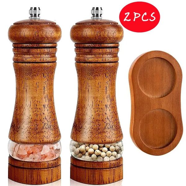 Moulins à sel et à poivre manuels en bois de 6 pouces, broyeur d'extérieur classique, bouteille noire, moulin à épices, accessoire de cuisine 231114