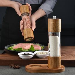 Mills Antieke Kleur Houten Pepermolen Handleiding Zout Spice Grinder Met Verstelbare Keramische Kern Pepermolen Keuken Helper 230802