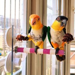 Mills Bird Toys Natural Wood Baars Stand Slijvingsklauw Bar Zuiging Cup speelgoed voor valkparkietbuien Budgies Lovebirds