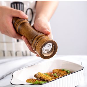 Mills Classical Oak Wood Pepper Spice Mill Grinder Set Handheld Assaisonnement Mills Grinder Céramique Broyage Core BBQ Tools Set5-10 pouces 230711