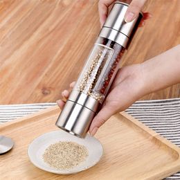 Mills Finether Pepper Mill Grinder 2 en 1 Manual de acero inoxidable Sal Pimienta Grinder Condimento Herramientas de cocina Molienda para cocinar 220827