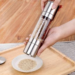 Mills Finether Pepper Mill Grinder 2 In 1 roestvrijstalen handmatige zoutkruiden keukengereedschap slijpen voor koken 221130