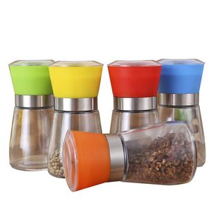 Mills Glass Mills Coffee Beans Slijvers Roterende slijphandleiding Abraan handen Kruiden Kruidflessen Peper Organisator Colorf Dhgarden DH2SW