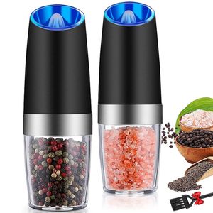 Mills Lectric Automatic Salt and Pepper Grinder Gravity Spice Mill Spices Grinder aux épices avec des outils de cuisine LED Gadgets 230208