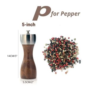 Mills Leeseph Premium Beech Pepper Mill Salt and Grinder - Rotor en acier en carbone précisé