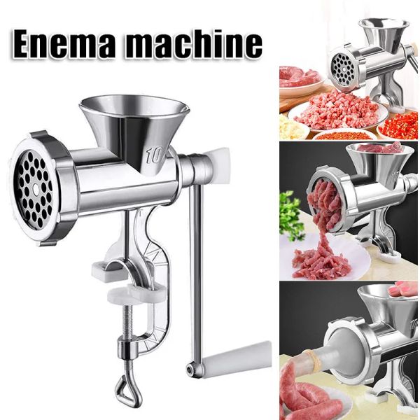 Molinos picadora de carne Manual, picadora de aleación de aluminio multiusos, herramienta de manivela extraíble, máquina de Enema para accesorios de cocina para el hogar