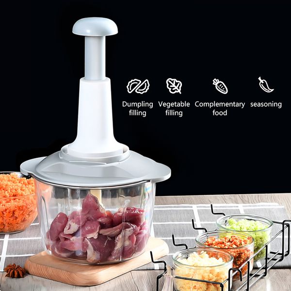 Molinos Picadora manual Máquina picadora de carne Trituradora de ajo Cortador de vegetales Procesador de alimentos Licuadora Chopper Accesorios de cocina 230414