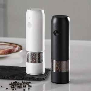 Mills Mills Electric Automatic Salt and Pepper Grinder Set Rechargeable avec USB Gravity Spice Mill Spices Adjustable Kitchen Tools 2305