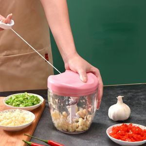 Mills Multifunctionele Knoflook Slijpen Chopper 900 ML Handmatige Stamper Voedsel Groenten Snijder Vlees Slijpmachines Keuken Koken Gadgets 230728