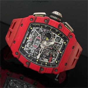 Mills Montres-bracelets Richardmill Montres Montres de sport mécaniques automatiques Montre pour hommes Série RM1103 Red Devil Édition limitée Tourbillon Entièrement creux Singl HBVT