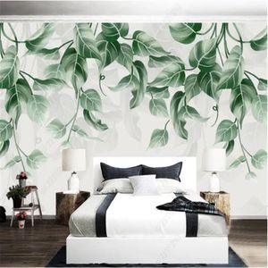 Milofi personnalisé 3D papier peint mural peint à la main moderne minimaliste nordique plantes tropicales aquarelle fond mural