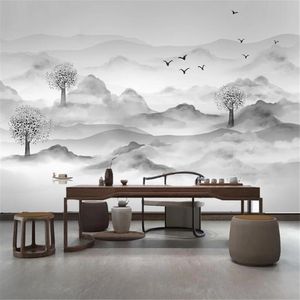 Milofi luxe classique encre paysage nouveau style chinois chambre m salon TV fond décoration murale peinture