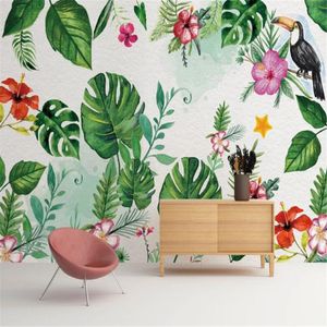 Milofi papier peint revêtement mural forêt tropicale plante feuille de bananier papier peint mural fond mur