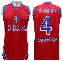 Milos Retro Teodosic # 4 CSKA MOSCOW Basketball Jersey Mens Ed Custom Any Number Name Jerseys