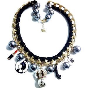 Mimiyagu collier ras de cou de style créateur pour femmes, collier de déclaration en mélange de perles grises232K