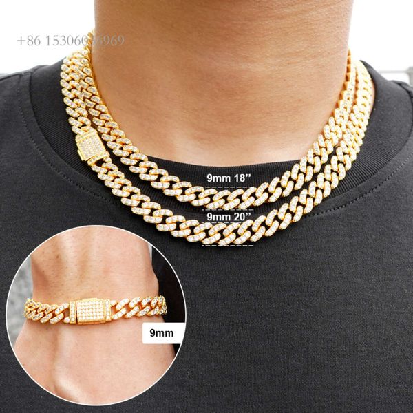 Pedido mínimo 1 Uds. Collar de laboratorio Miami en Sier pulsera de cadena de eslabones cubanos con diamantes de moissanita