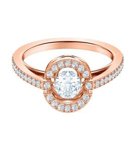 MINA BEAR 19 Nuevo anillo redondo de danza brillante Impresionante anillo de oro rosa para madre niña Regalo de moda romántico Joyería de lujo 54799348567849