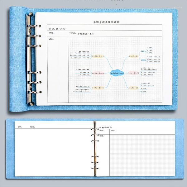 Mind Map Notebook A4B5 Taille en cuir souple Blocage-feuille de feuille de feuille de feuille 80 feuilles de grille étudiante