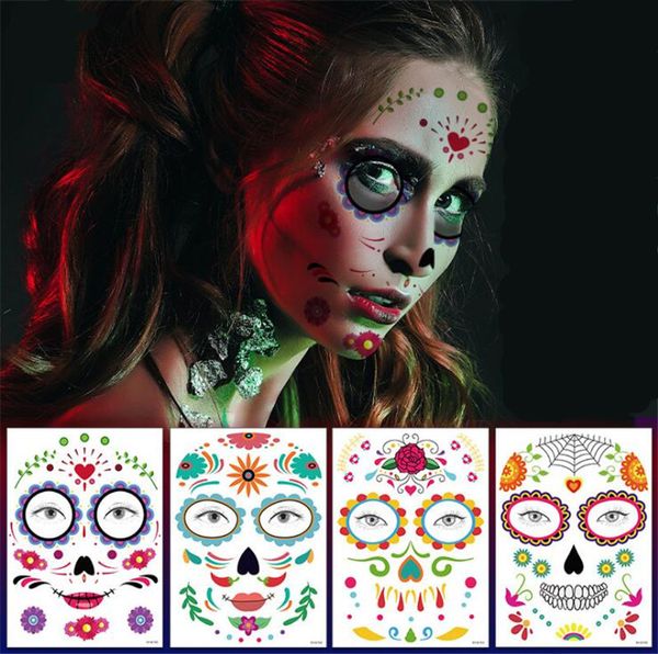 Tatouages temporaires Étanche sueur mascarade drôle maquillage autocollants Halloween visage tatouage autocollant corps art bateau libre 18 pcs