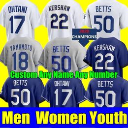 2024 Custom S-4XL Shohei Ohtani Mookie Betts Baseball Jersey Yamamoto Freddie Freeman Clayton Kershaw James Outman Julio Urias Dodgers Smith Muncy Hommes Femmes Jeunes