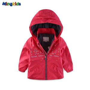 Mingkids Fille Rose PU Veste Coupe-Vent Imperméable Coupe-Vent Imperméable Rembourré Avec Doublure En Molleton Taille Européenne LJ201124