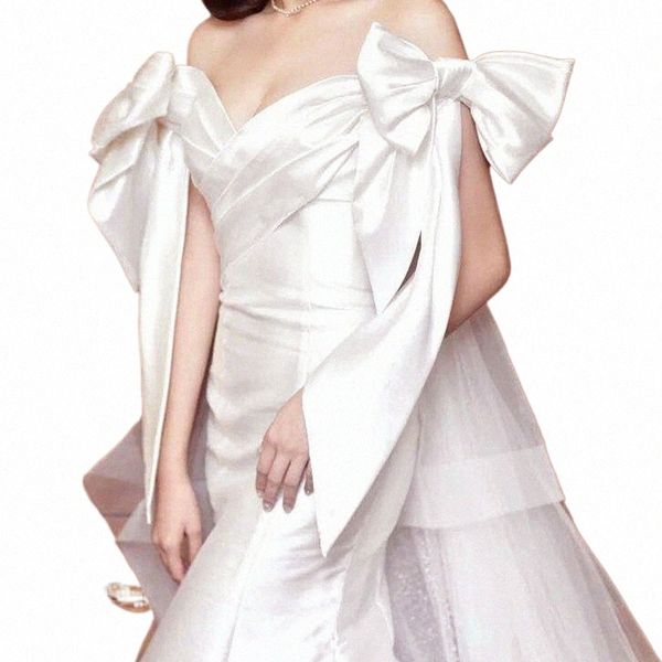 Mingli Tengda Bow blanc / ivoire / rouge Handdr Mode de mariée blanc Gants Gants Gants de mariage Sleeves de main actif C4ea sur mesure C4ea #