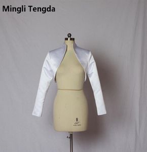Mingli Tengda élégant manches longues de mariage boléro de mariée en Satin enveloppes de mariée veste de mariage femmes haussement d'épaules manteau veste nouveau Wrap Hing N8762350