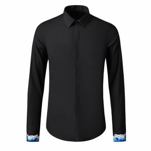 Minglu, camisas para hombre en blanco y negro, camisas de vestir para hombre bordadas de estilo chino de manga larga de lujo, camisas de algodón ajustadas para fiesta para hombre