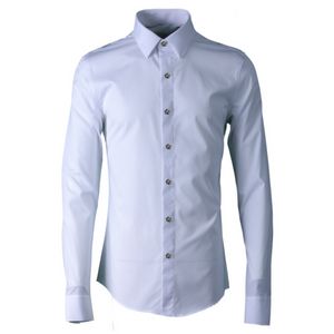 Minglu luxe alliage Rose Rivets hommes chemise blanc noir couleur unie à manches longues hommes chemise habillée 100% coton décontracté homme chemise