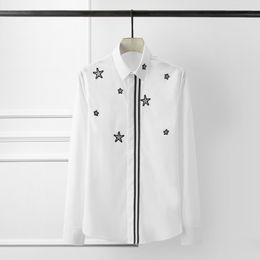 Minglu hommes chemise de luxe étoiles ruban 3d broderie fête hommes chemises noir blanc à manches longues hommes chemises habillées grande taille 4xl