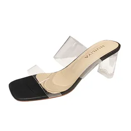 Mingman chaussures pour femmes sandales 877-2 talons hauts transparents, été nouveau polyvalent, confortable, sexy et élégant, cristal Netizen