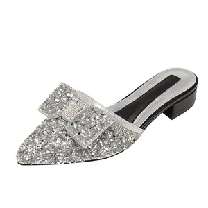 Mingman Damesschoenen Sandalen J292-3 Water Diamond Kleine Geurstijl Lage Hak Baotou Halve Slippers, Mode Schoenen voor Zomer Uitloper