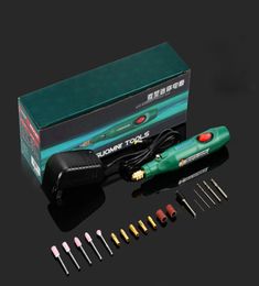 Mini 12V Elektrische Handboor Polijsten Slijpmachine Houtbeitel Graveren Pen Hout Jade Carving Tool DIY Handgereedschap set7406029