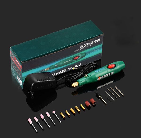 Mini taladro manual eléctrico de 12V, pulidora, cincel de madera, pluma de grabado, herramienta de tallado de Jade y madera, juego de herramientas manuales DIY