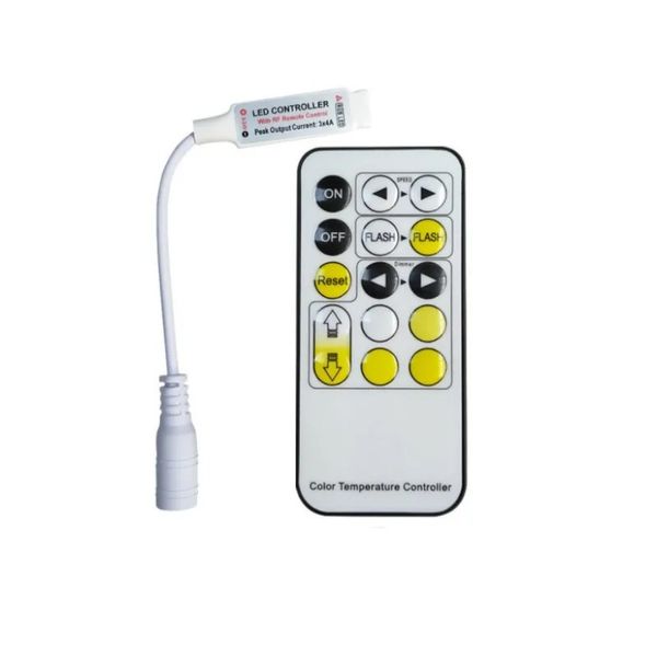 Mini 15 touches gradateur Two Wire RF Remote pour un tube néon à une seule couleur et COB 2835 5050 5730 LED LETH DC5-24V