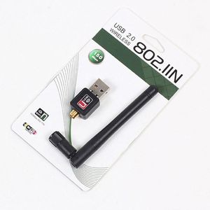 Mini 150 Mbps USB WIFI Wireless Adapter Networking Card LAN-adapter met 2DBI-antenne voor computeraccessoires