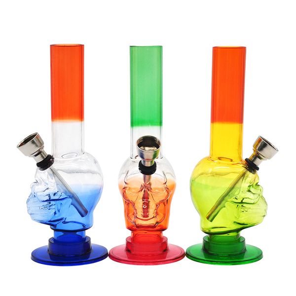 Mini 150mm éblouissant acrylique tuyau d'eau Bong tête fantôme fumer Hong fumer outils accessoires en gros